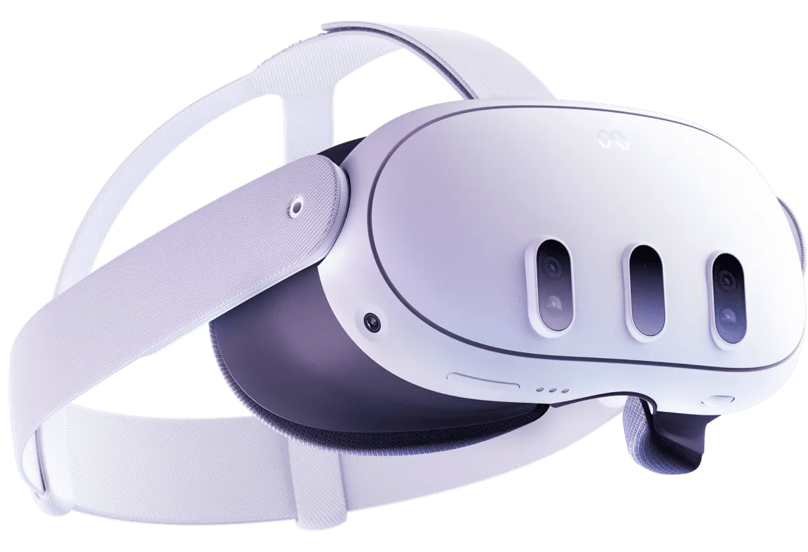 Meta Quest 3 VR headset — exterior view with passthrough cameras